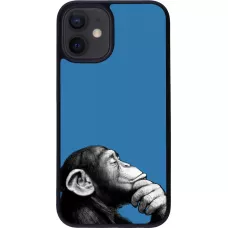 Coque iPhone 12 mini - Silicone rigide noir Monkey Pop Art