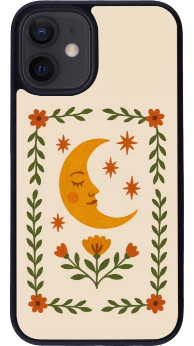 Coque iPhone 12 mini - Silicone rigide noir Half moon stamp 2026