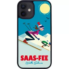 iPhone 12 mini Case Hülle - Silikon schwarz Saas-Fee Ski Downhill