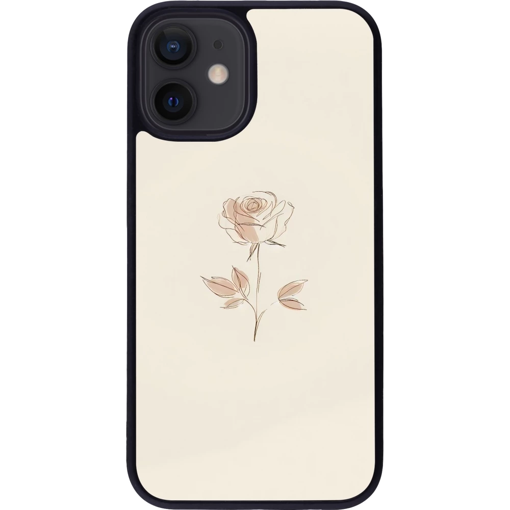 Coque iPhone 12 mini - Silicone rigide noir Sable Rose Minimaliste