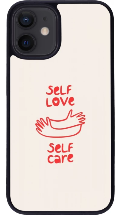 Coque iPhone 12 mini - Silicone rigide noir Saint Valentines Day 26 Self love self care