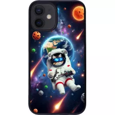 Coque iPhone 12 mini - Silicone rigide noir VR SpaceCat Odyssey