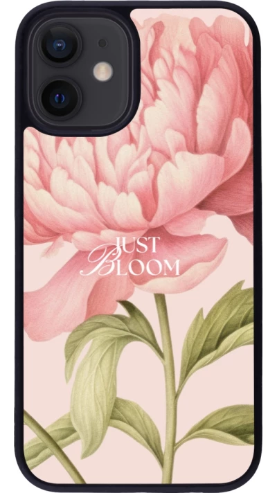 Coque iPhone 12 mini - Silicone rigide noir Just Bloom Spring 2026