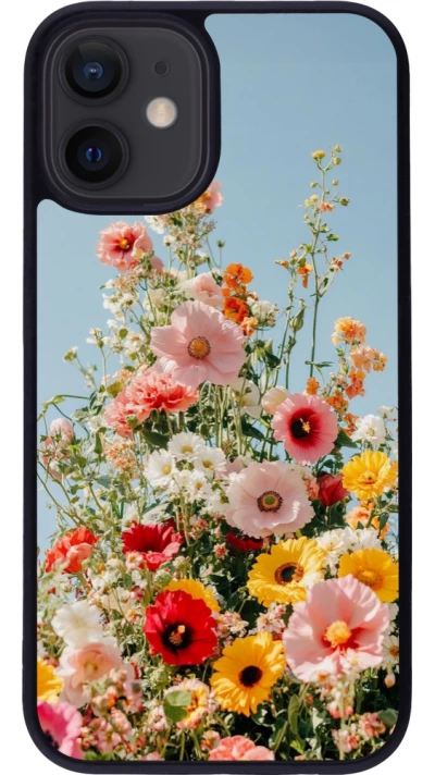 Coque iPhone 12 mini - Silicone rigide noir Spring flowers Spring 2026