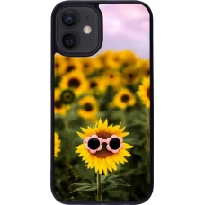 Coque iPhone 12 mini - Silicone rigide noir Sunflower with glasses Spring 2026