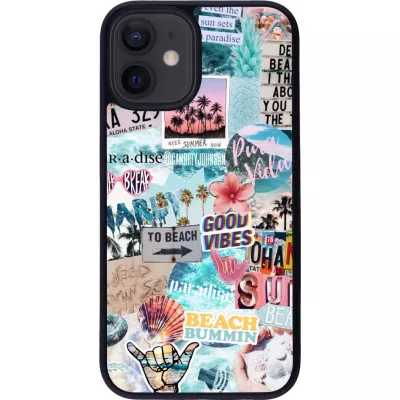Coque iPhone 12 mini - Silicone rigide noir Summer 20 collage