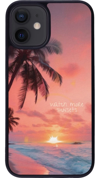 Coque iPhone 12 mini - Silicone rigide noir Watch more sunsets Summer 2026