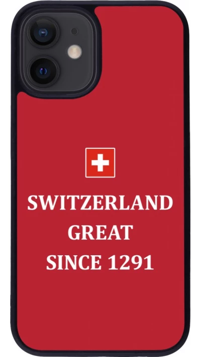 Coque iPhone 12 mini - Silicone rigide noir Switzerland Great Since 1291