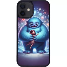 Coque iPhone 12 mini - Silicone rigide noir Valentine 2024 Fluffy Love