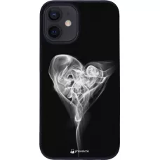 Coque iPhone 12 mini - Silicone rigide noir Valentine 2022 Black Smoke