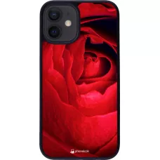 Coque iPhone 12 mini - Silicone rigide noir Valentine 2022 Rose