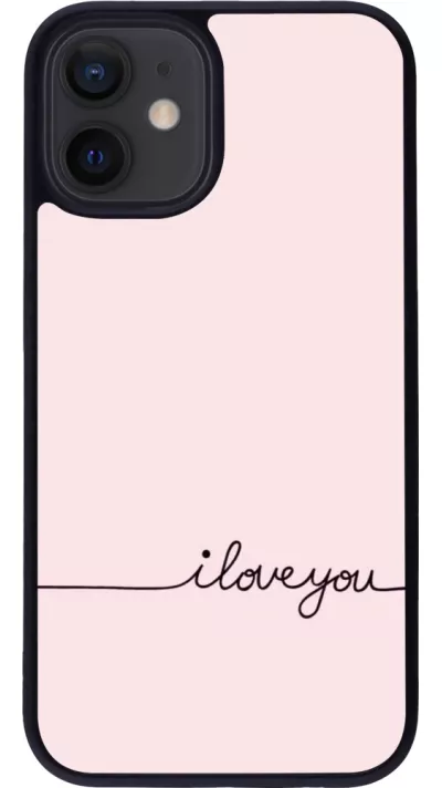 iPhone 12 mini Case Hülle - Silikon schwarz Valentine 2023 i love you writing