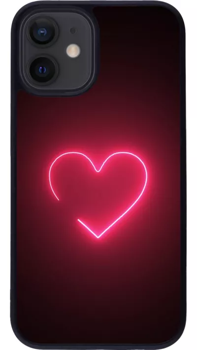 iPhone 12 mini Case Hülle - Silikon schwarz Valentine 2023 single neon heart