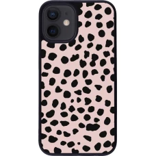 Coque iPhone 12 mini - Silicone rigide noir Wild Leopard Pink