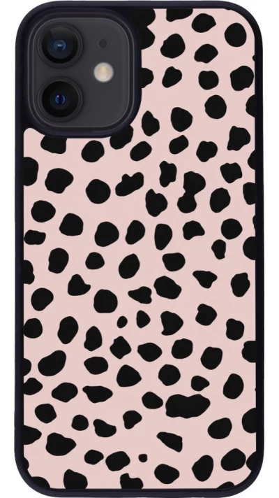 Coque iPhone 12 mini - Silicone rigide noir Wild Leopard Pink