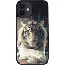 Coque iPhone 12 mini - Silicone rigide noir Zen Tiger