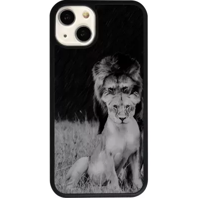 Coque iPhone 13 - Silicone rigide noir Angry lions