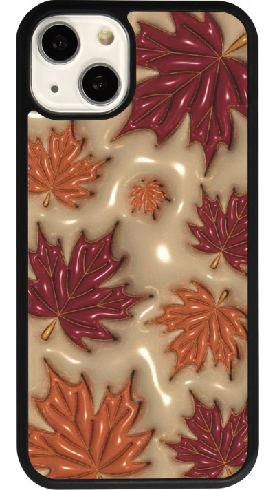 Coque iPhone 13 - Silicone rigide noir Autumn 26 3D leaves