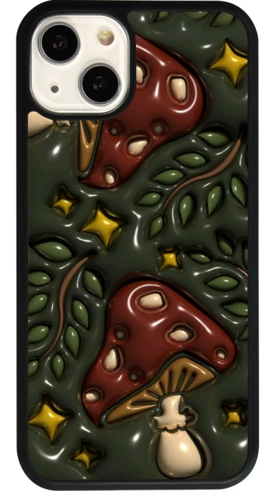 Coque iPhone 13 - Silicone rigide noir Autumn 26 3D mushrooms