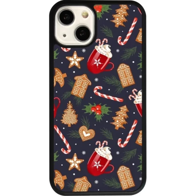 Coque iPhone 13 - Silicone rigide noir Christmas 25 Pattern Gingerbread House
