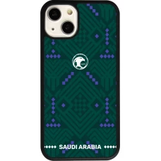 Coque iPhone 13 - Silicone rigide noir Maillot de football Arabie saoudite 2026 personnalisable