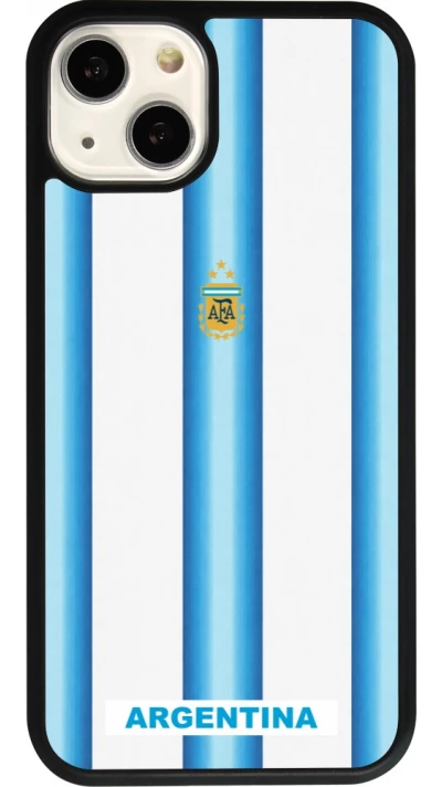 Coque iPhone 13 - Silicone rigide noir Maillot de football Argentine 2026 personnalisable