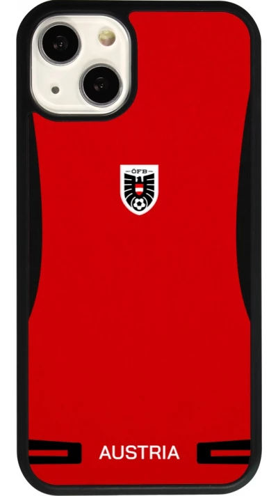Coque iPhone 13 - Silicone rigide noir Maillot de football Autriche 2026 personnalisable