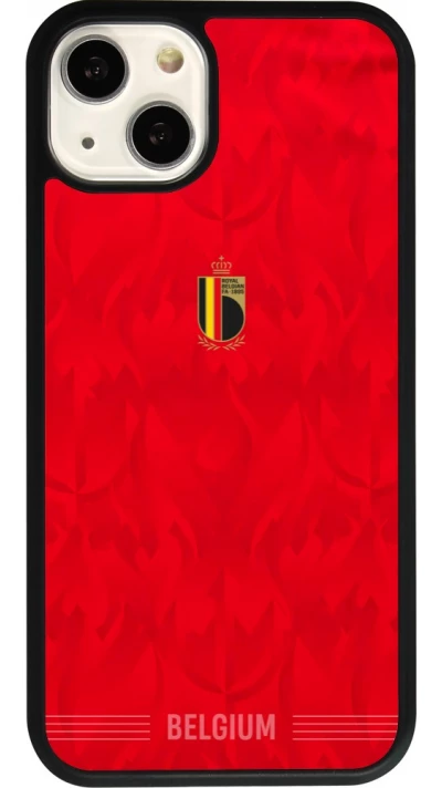 Coque iPhone 13 - Silicone rigide noir Maillot de football Belgique 2026 personnalisable