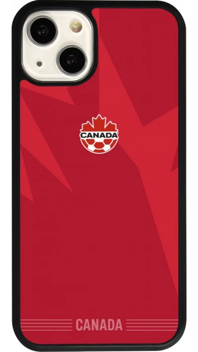 Coque iPhone 13 - Silicone rigide noir Maillot de football Canada 2026 personnalisable