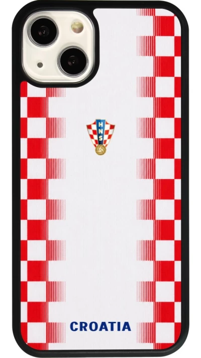 Coque iPhone 13 - Silicone rigide noir Maillot de football Croatie 2026 personnalisable