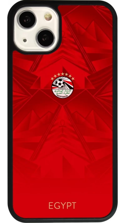 Coque iPhone 13 - Silicone rigide noir Maillot de football Égypte 2026 personnalisable