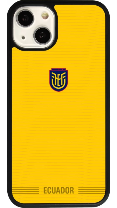 Coque iPhone 13 - Silicone rigide noir Maillot de football Équateur 2026 personnalisable
