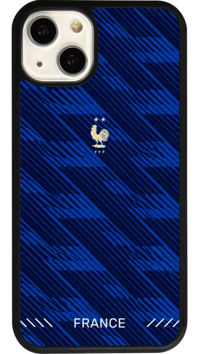 Coque iPhone 13 - Silicone rigide noir Maillot de football France 2026 personnalisable