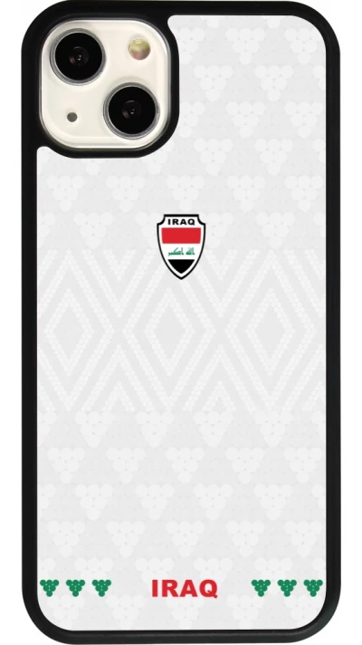 Coque iPhone 13 - Silicone rigide noir Maillot de football Irak 2026 personnalisable