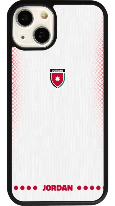 Coque iPhone 13 - Silicone rigide noir Maillot de football Jordanie 2026 personnalisable
