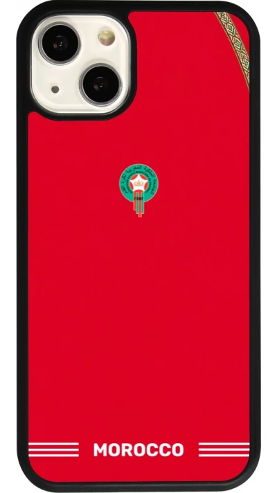 Coque iPhone 13 - Silicone rigide noir Maillot de football Maroc 2026 personnalisable