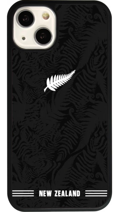 Coque iPhone 13 - Silicone rigide noir Maillot de football Nouvelle-Zélande 2026 personnalisable