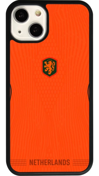 Coque iPhone 13 - Silicone rigide noir Maillot de football Pays-Bas 2026 personnalisable