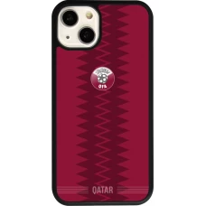 Coque iPhone 13 - Silicone rigide noir Maillot de football Qatar 2026 personnalisable