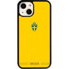 Coque iPhone 13 - Silicone rigide noir Maillot de football Suède 2026 personnalisable