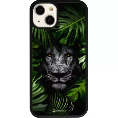 Coque iPhone 13 - Silicone rigide noir Forest Lion