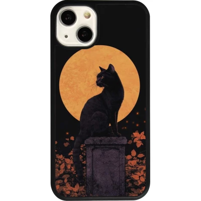 iPhone 13 Case Hülle - Silikon schwarz Halloween 2026 Cat Art Nouveau
