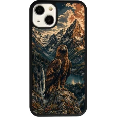 Coque iPhone 13 - Silicone rigide noir Linocut Aigle Royal