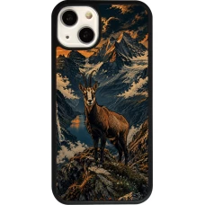 Coque iPhone 13 - Silicone rigide noir Linocut Chamois