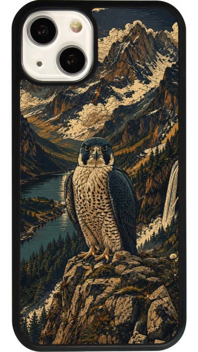 Coque iPhone 13 - Silicone rigide noir Linocut Faucun pèlerin