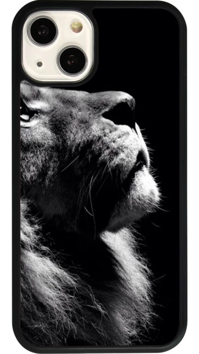 Coque iPhone 13 - Silicone rigide noir Lion looking up