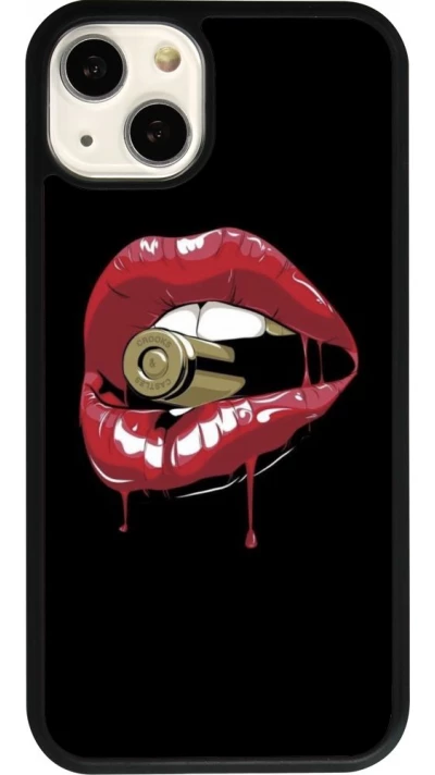 Coque iPhone 13 - Silicone rigide noir Lips bullet