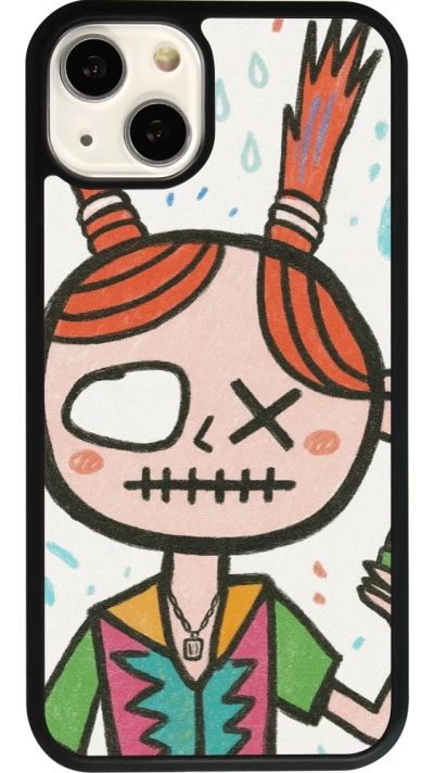 Coque iPhone 13 - Silicone rigide noir Little Girl Sketch