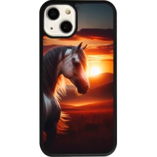 Coque iPhone 13 - Silicone rigide noir Majestic Sunset Horse