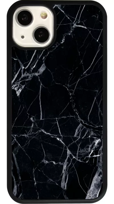 Coque iPhone 13 - Silicone rigide noir Marble Black 01